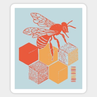 Minimalist Honeycomb and Bee Geometric Art Sticker